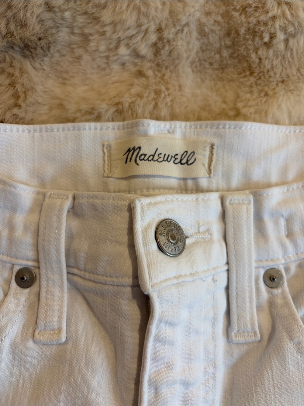 Madewell 11 inch high rise skinny jean size 28 off white/white raw hem - Picture 2 of 8